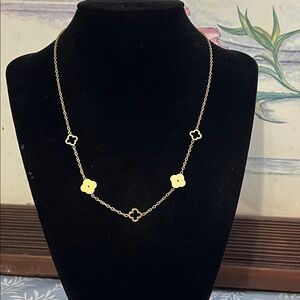 Gold plated stainless steel multi clover necklace